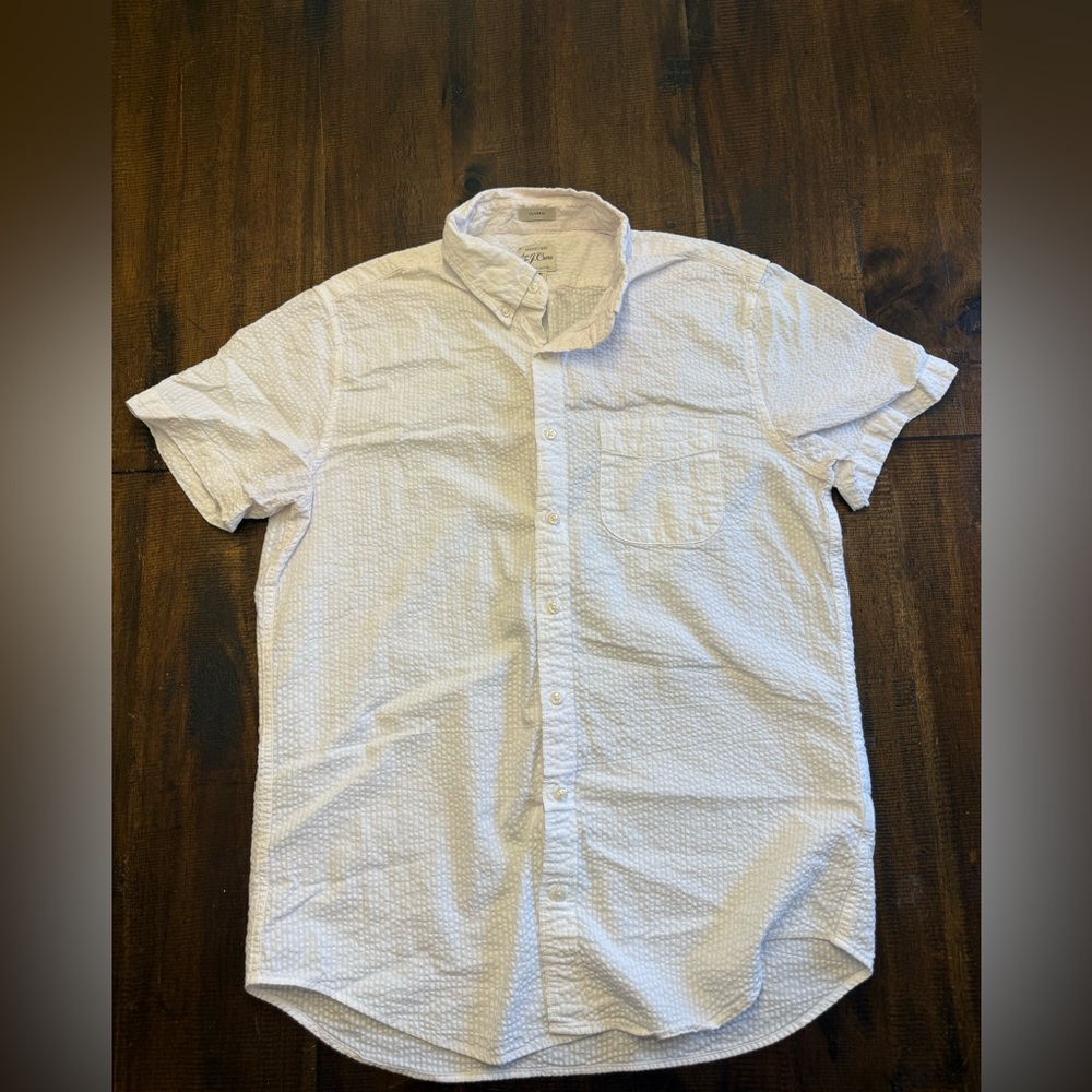 J. Crew White Textured Casual Shirt